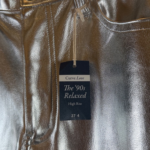 A&F The 90s Straight Ultra High Rise Silver Metallic Pants. SZ 27/4 - Picture 3 of 7